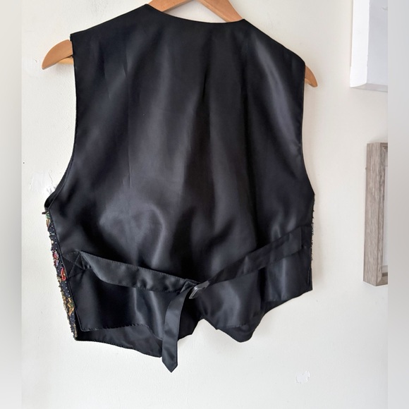 Vintage Hand Beaded Batik Vest Bird Floral Sequin Boho Folk Art to Wear Size M - Picture 6 of 14